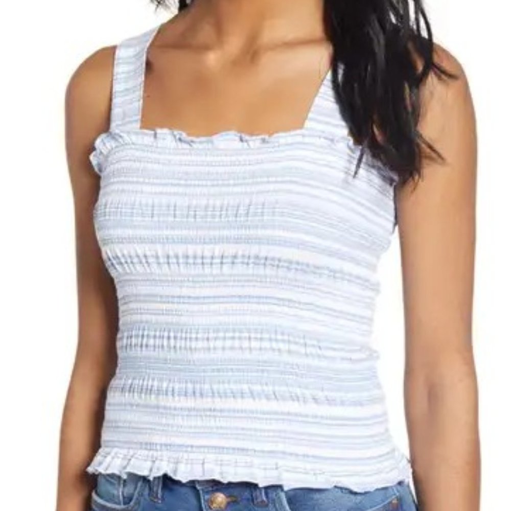 BP Stripe Smocked Tank Blue and White Size XS